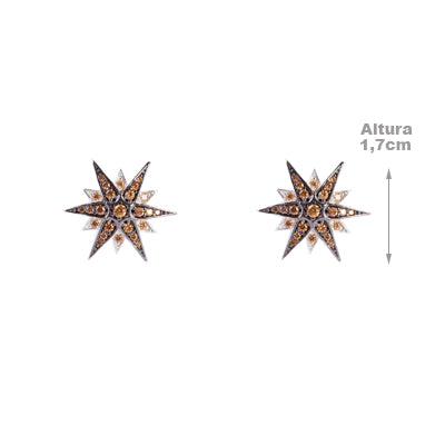 Brinco de Prata Estrela com Zircônias - 64828