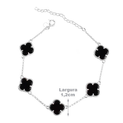 Pulseira de Prata Trevo com Ágata - 64892