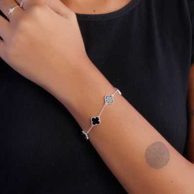 Pulseira de Prata Trevo com Ágata - 64892