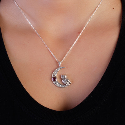 Pingente de Prata Coruja e Lua - 64958
