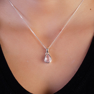 Pingente de Prata com Quartzo Rosa - 64965