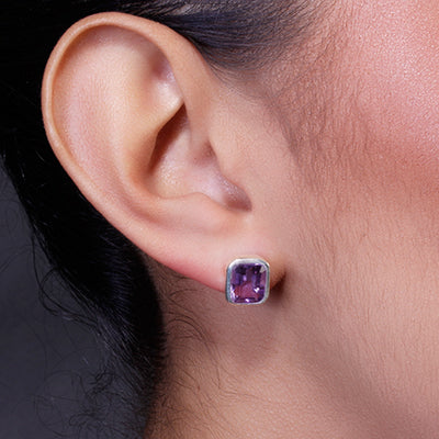 Brinco de Prata com Ametista - 64973