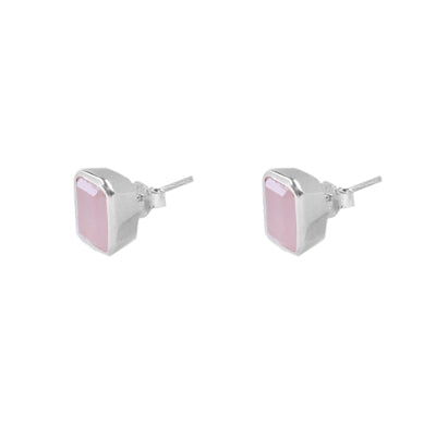 Brinco de Prata com Quartzo Rosa - 64974
