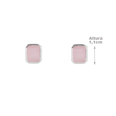 Brinco de Prata com Quartzo Rosa - 64974