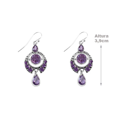 Brinco de Prata com Ametista - 64990