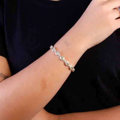 Pulseira de Prata com Prehnita - 65017