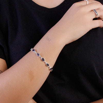 Pulseira de Prata com Safira - 65020