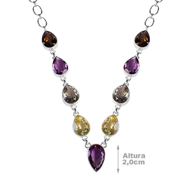 Gargantilha de Prata com Pedras - 65024