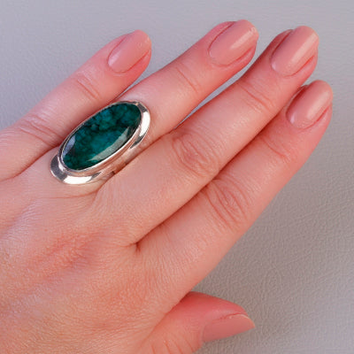 Anel de Prata com Esmeralda - 65025