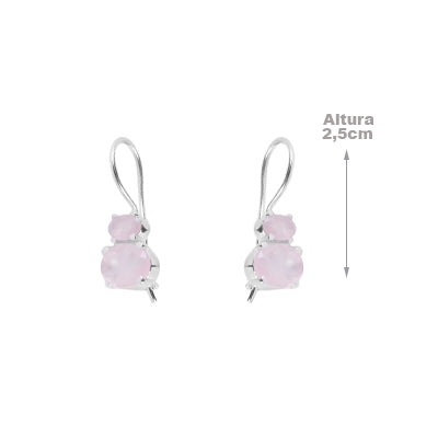 Brinco de Prata com Quartzo Rosa - 65035