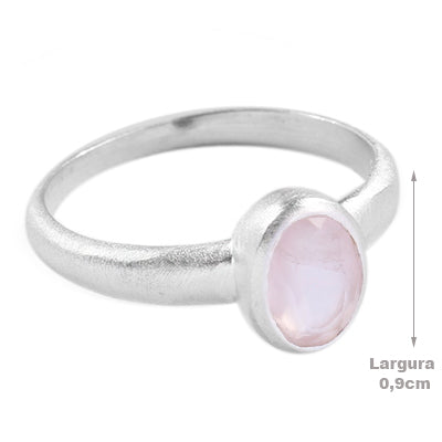 Anel de Prata com Quartzo Rosa - 65038