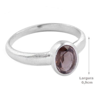 Anel de Prata com Quartzo Fumê - 65040