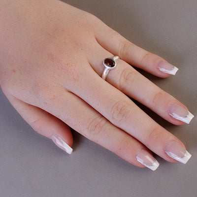 Anel de Prata com Quartzo Fumê - 65040