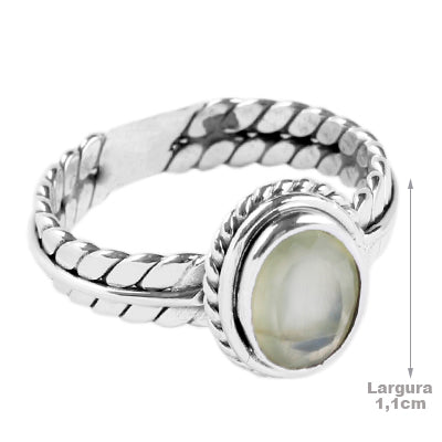 Anel de Prata com Prehnita - 65047