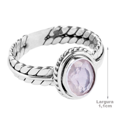 Anel de Prata com Quartzo Rosa - 65049