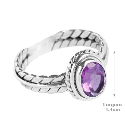 Anel de Prata com Ametista - 65052