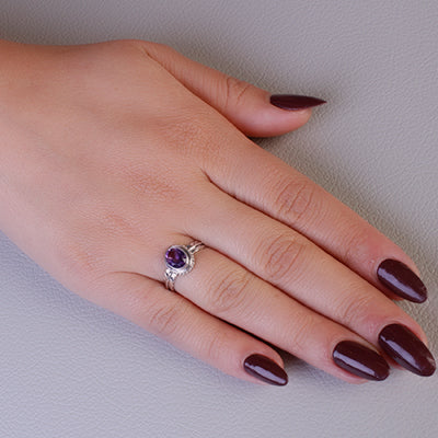 Anel de Prata com Ametista - 65052