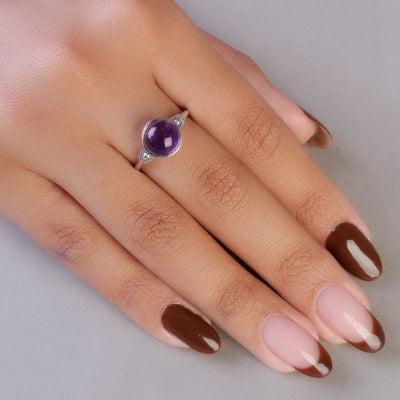 Anel de Prata com Ametista - 65061