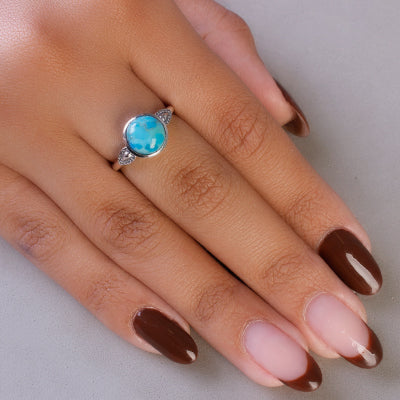 Anel de Prata com Turquesa - 65062