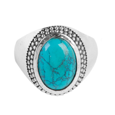Anel de Prata com Turquesa - 65065