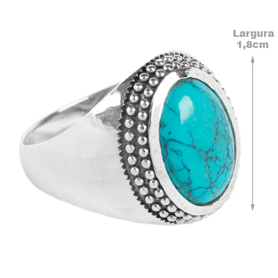 Anel de Prata com Turquesa - 65065