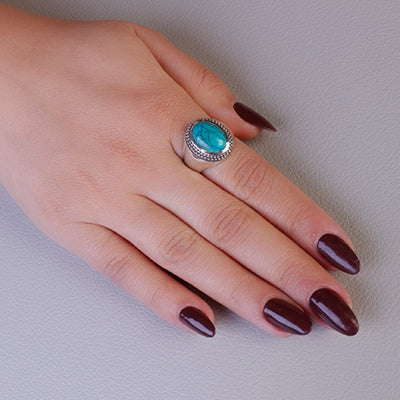Anel de Prata com Turquesa - 65065