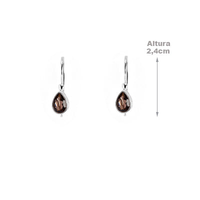 Brinco de Prata com Quartzo Fumê - 65067