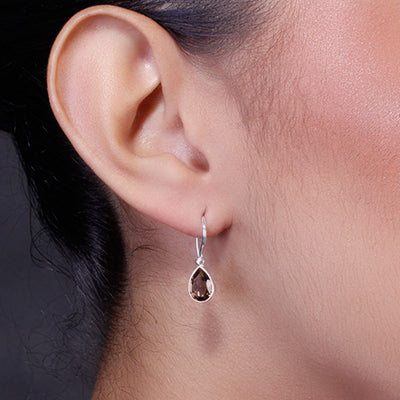 Brinco de Prata com Quartzo Fumê - 65067