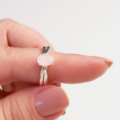 Anel de Prata com Quartzo Rosa - 65074