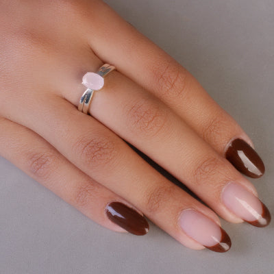 Anel de Prata com Quartzo Rosa - 65074