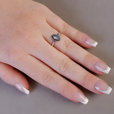 Anel de Prata com Calcedônia - 65081