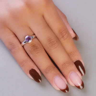 Anel de Prata com Ametista - 65084