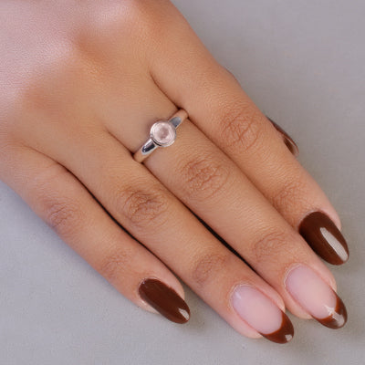 Anel de Prata com Quartzo Rosa - 65085