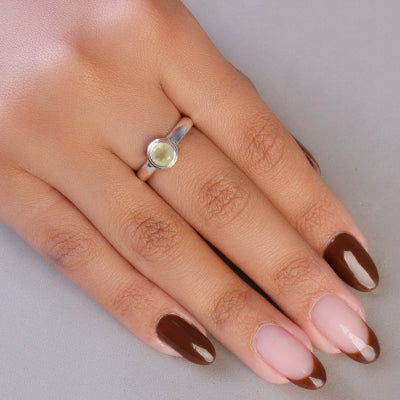 Anel de Prata com Prehnita - 65086