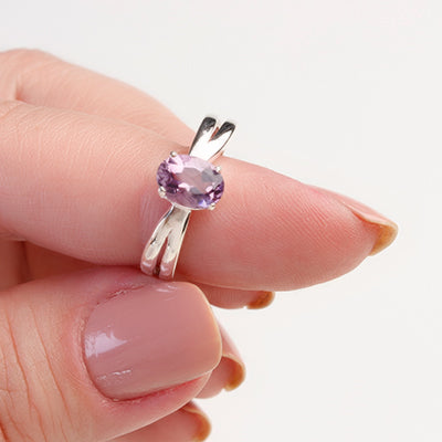 Anel de Prata com Ametista - 65105