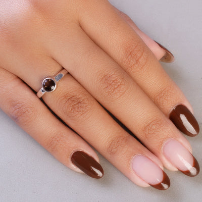 Anel de Prata com Quartzo Fumê - 65111