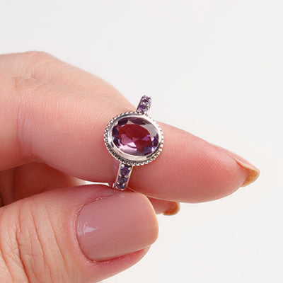 Anel de Prata com Ametista - 65116