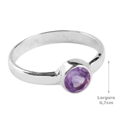 Anel de Prata com Ametista - 65117