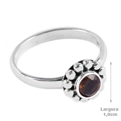 Anel de Prata com Quartzo Fumê - 65125