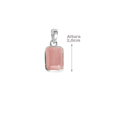 Pingente de Prata com Quartzo Rosa - 65143
