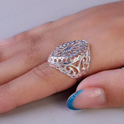 Anel de Prata Flor - 65171