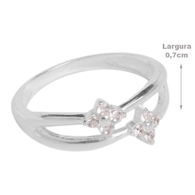 Anel de Prata Flor com Zircônias - 65172