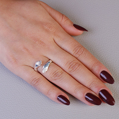 Anel de Prata Abraço - 65177