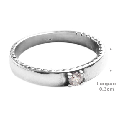 Anel de Prata Solitário - 65179