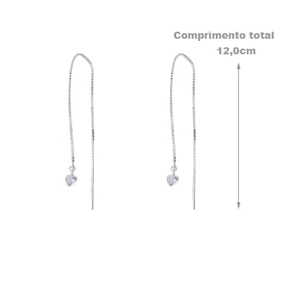 Brinco de Prata Corrente com Zircônia - 65308