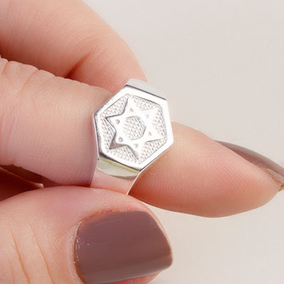 Anel de Prata Estrela de Davi - 65537