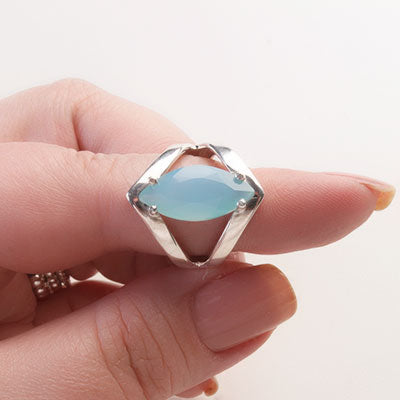 Anel de Prata com Calcedônia - 65579