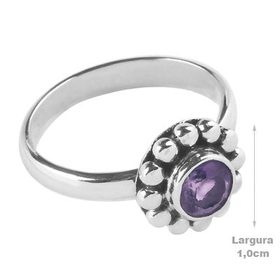 Anel de Prata com Ametista - 65586