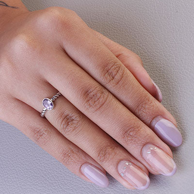 Anel de Prata com Ametista- 65589