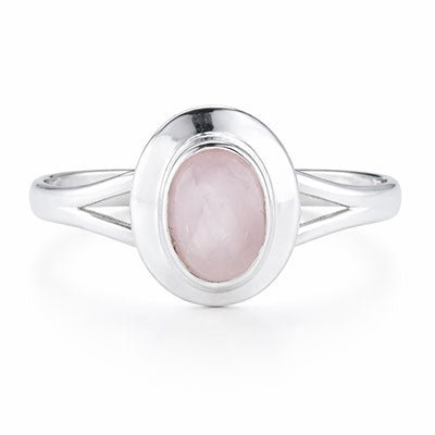 Anel de Prata com Quartzo Rosa - 65593